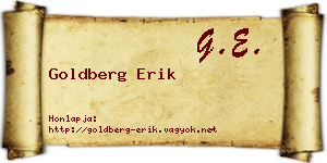Goldberg Erik névjegykártya